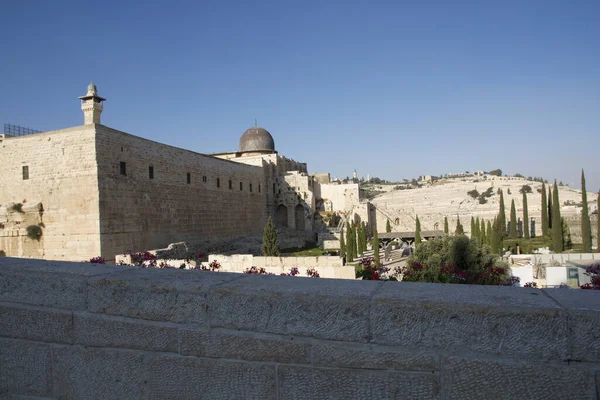 Una Hermosa Vista Mezquita Aqsa Mezquita Más Lejana Jerusalén Israel — Foto de Stock