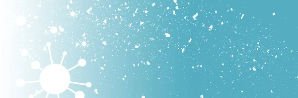 Die Weißen Coronavirus Bakterien Und Schneeflocken Mit Dem Blauen Farbverlauf — Stockfoto