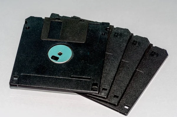 Detailní Záběr Prázdné Diskety Prostém Pozadí — Stock fotografie