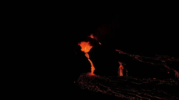 Veduta Notturna Del Vulcano Fagradalsfjall Islanda — Foto Stock