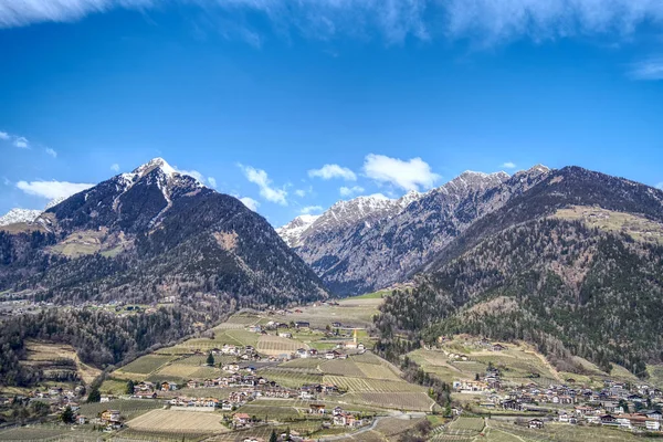 Vue Aérienne Ville Riifiano Tyrol Sud Italie Sur Fond Pic — Photo