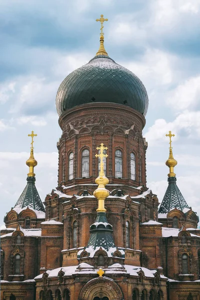 Uno Scatto Verticale Della Cattedrale Santa Sofia Harbin Cina — Foto Stock