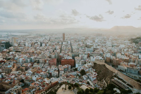 Воздушный Пейзаж Города Аликанте Испании Восходе Солнца — стоковое фото