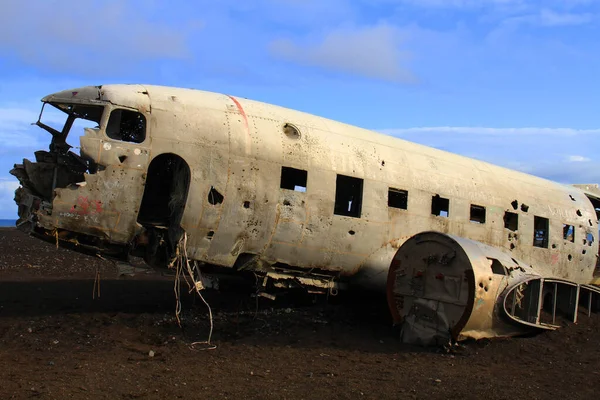 Airplane Wrack Destino Popular Viajes Islandia — Foto de Stock