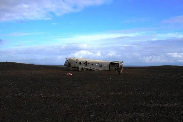 Airplane Wrack Popular Travel Destination Iceland — Stock Photo, Image