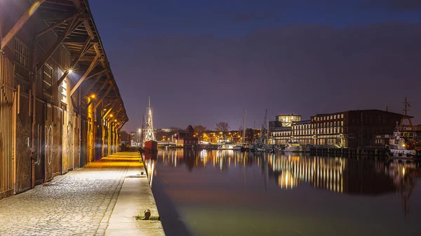 Uma Vista Panorâmica Porto Fluvial Hamburgo Alemanha — Fotografia de Stock