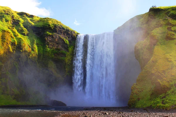 Skogafoss Waterfall Iceland Sunny Summer Day Royalty Free Stock Images