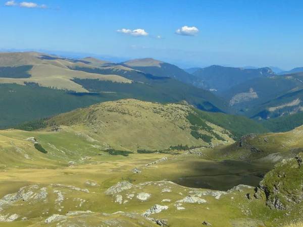 Une Belle Vue Route Transalpina Sur Les Montagnes Parang Roumanie — Photo