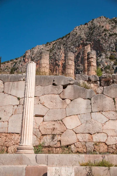 Oude Zuilen Van Tempel Van Apollo Delphi Griekenland — Stockfoto