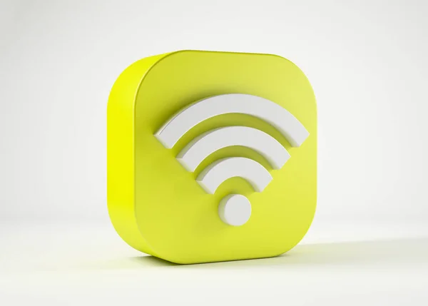 Rendu Une Icône Wifi Jaune Isolée Sur Fond Blanc — Photo