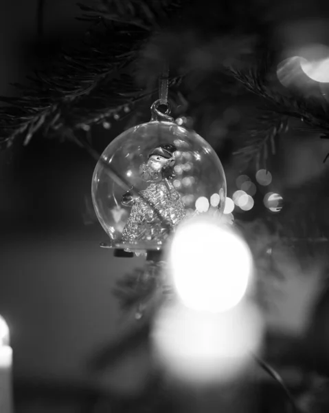 Vertical Greyscale Shot Transparent Bauble — Stock Photo, Image