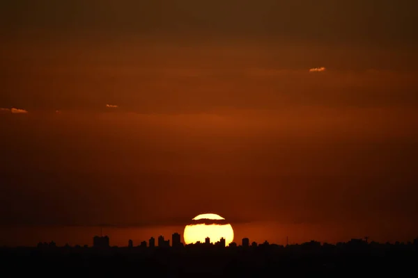 Una Buena Toma Atardecer Naranja Sobre Buenos Aires Argentina — Foto de Stock