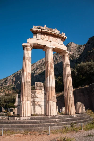 Oude Zuilen Van Tempel Van Apollo Delphi Griekenland — Stockfoto