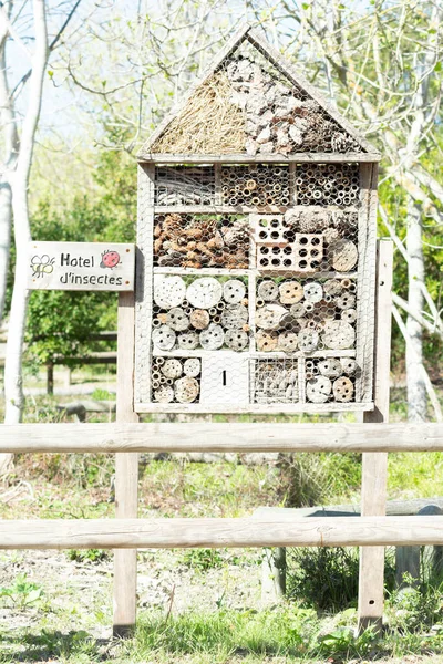 Eine Vertikale Aufnahme Eines Insektenhauses Einem Park — Stockfoto