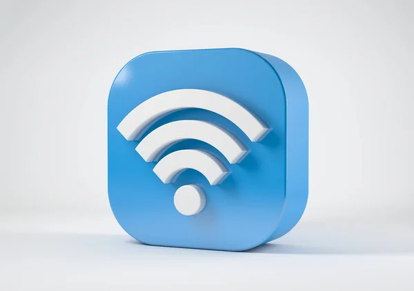 Rendu Une Icône Wifi Bleue Isolée Sur Fond Blanc — Photo