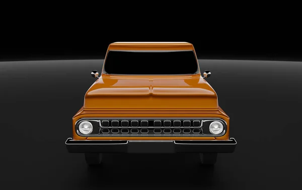 Das Alte Orangefarbene Auto Retro Stil Auf Schwarzer Oberfläche Mit — Stockfoto