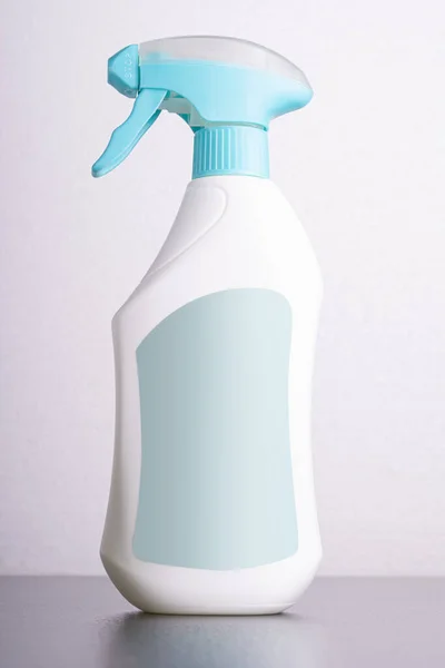 Cleaning Liquid Bottle Front Light Gray Background Editable Mockup Ready — Stock Photo, Image