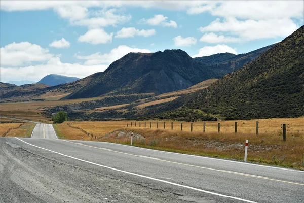 Główna Autostrada Stanowa Między Canterbury Zachodnim Wybrzeżem Nowej Zelandii — Zdjęcie stockowe