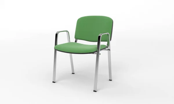 在白色的普通背景上 一张绿色现代椅子的特写照片 — 图库照片