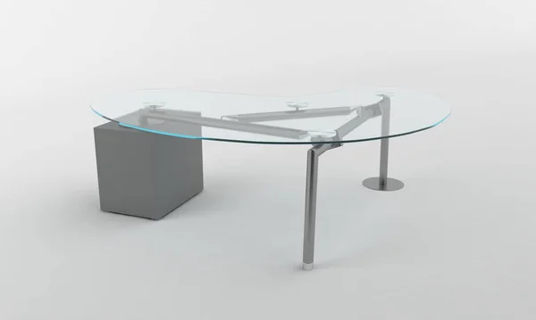 Rendu Une Table Verre Bureau Moderne Isolé Sur Fond Blanc — Photo