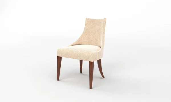 Renderowanie Eleganckiego Beżowego Krzesła Jadalnego Odizolowanego Białym Tle — Zdjęcie stockowe