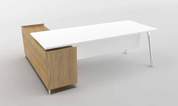 白い背景に独立した台座付きのエグゼクティブテーブルの3Dレンダリング — ストック写真