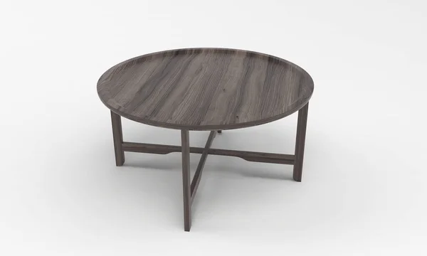 白を基調としたモダンな丸みを帯びた木製コーヒーテーブルの3Dレンダリング — ストック写真