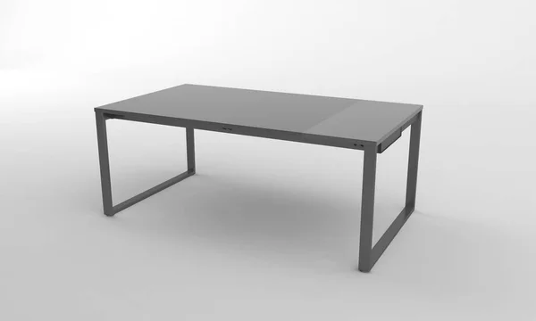 白い背景に隔離されたシンプルな黒の長方形のオフィステーブルの3Dレンダリング — ストック写真