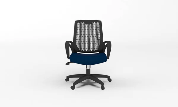 Beyaz Bir Arka Planda Mavi Bir Ofis Sandalyesinin Yakın Çekimi — Stok fotoğraf
