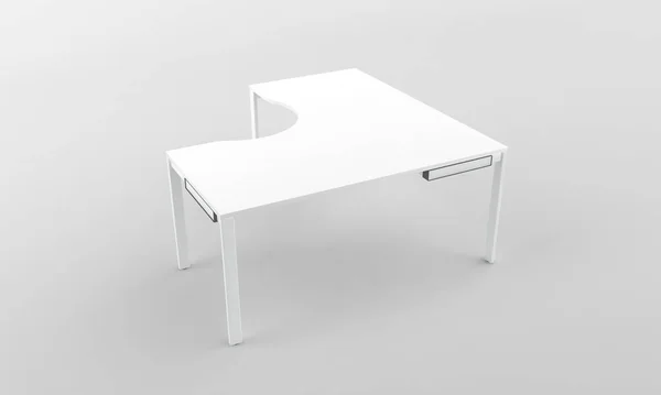 Rendu Bureau Angle Blanc Moderne Isolé Sur Fond Blanc — Photo