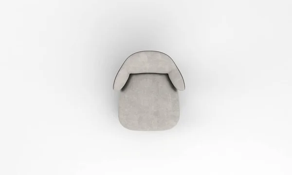 Μια Κορυφαία Άποψη Ενός Γκρι Μαλακή Καρέκλα Ένα Λευκό Απλό — Φωτογραφία Αρχείου