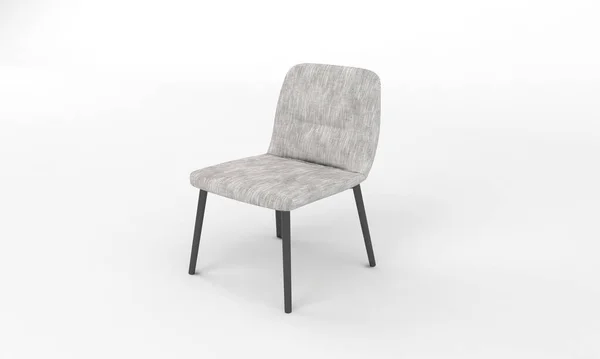 Uma Renderização Uma Cadeira Jantar Estofada Cinza Claro Isolada Fundo — Fotografia de Stock