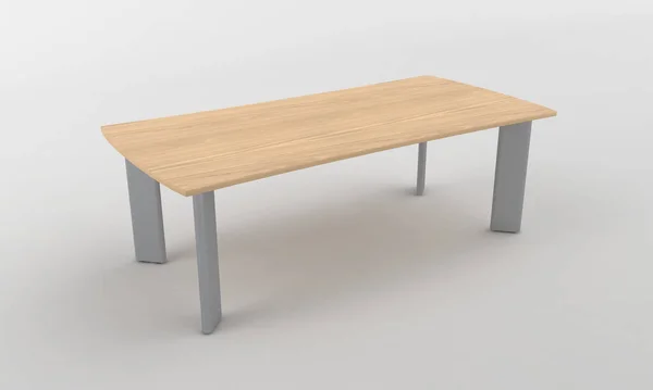 白い背景に隔離されたシンプルな長方形のオフィステーブルの3Dレンダリング — ストック写真