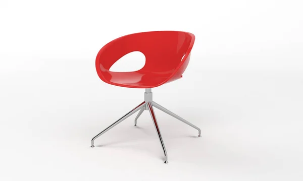 Detailní Záběr Červené Moderní Židle Bílém Prostém Pozadí — Stock fotografie