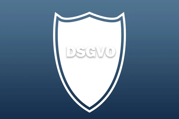 Escudo Con Texto Dsgvo Sobre Fondo Azul Oscuro Protección Datos —  Fotos de Stock