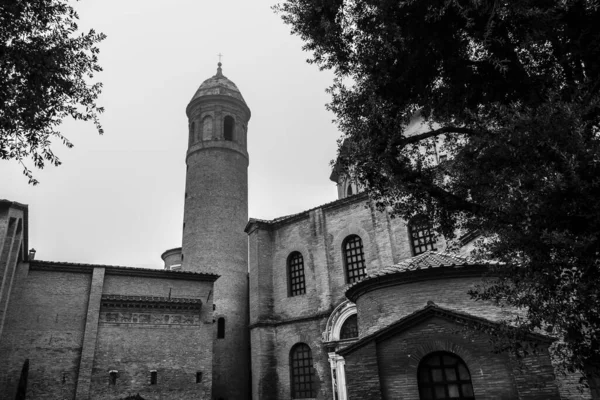 Grayscale Shot Basilica San Vitale Ravenna Italy — Stock Photo, Image