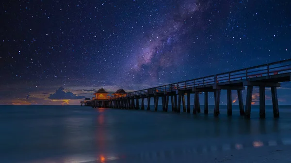 Der Berühmte Naples Pier Meer Unter Dem Wunderschönen Sternenhimmel Florida — Stockfoto