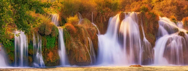 Панорамный Снимок Водопадов Крка Национальном Парке Крка Хорватия — стоковое фото