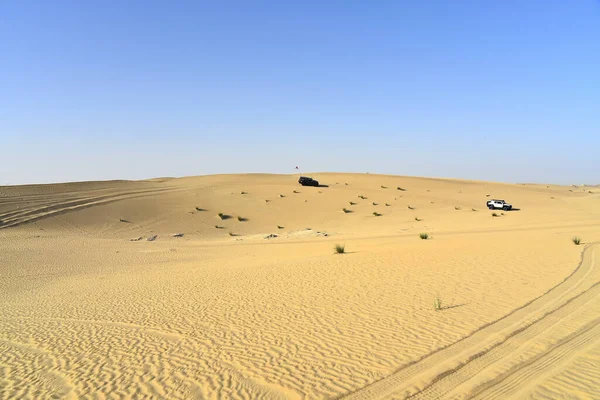 Uma Vista Trilhas Carro Dunas Areia Duba — Fotografia de Stock