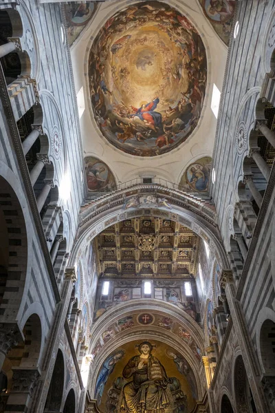 Ângulo Vertical Baixo Tectos Mosaico Catedral Pisa Itália — Fotografia de Stock