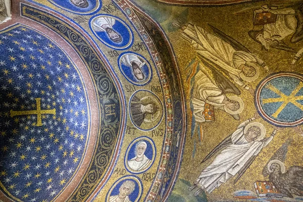 Închidere Picturii Capelei Arhiepiscopului Tavanul Său Din Ravenna Italia — Fotografie, imagine de stoc