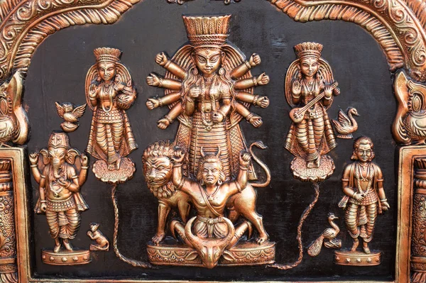 Kolkata Índia Dezembro 2020 Obra Arte Metálica Molduras Representando Deuses — Fotografia de Stock
