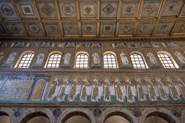 Close Basílica Sant Apollinare Nuovo Teto Ravenna Itália — Fotografia de Stock