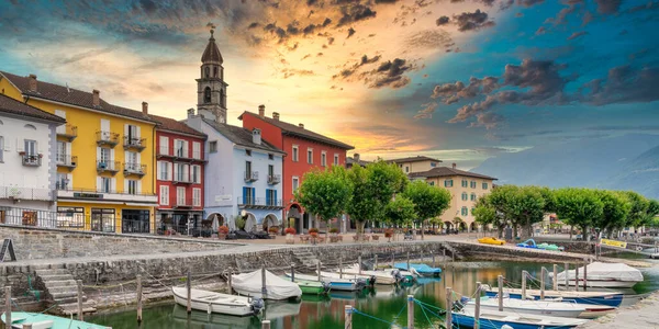 Beautiful Shot Colorful Buildings Ascona Switzerland — Stock Photo, Image