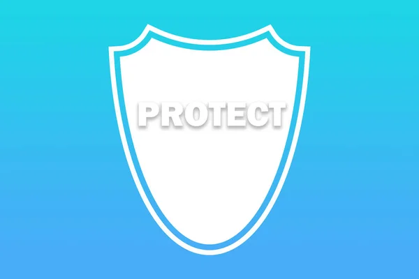 Escudo Con Texto Proteger Sobre Fondo Azul Protección Datos Concepto —  Fotos de Stock