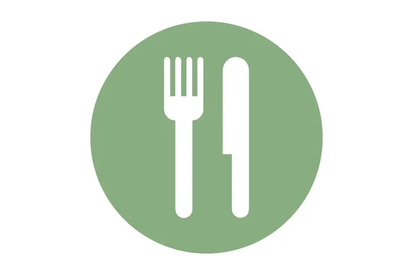 白色餐具一种绿色圆形标志 白色的餐具孤立在白色的背景上 — 图库照片