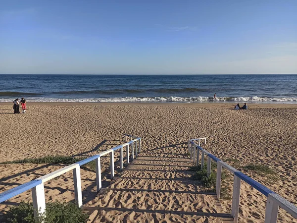 Isla Cristina Spanien Mar 2021 Bakgrund Horisonten Stranden Med Havet — Stockfoto