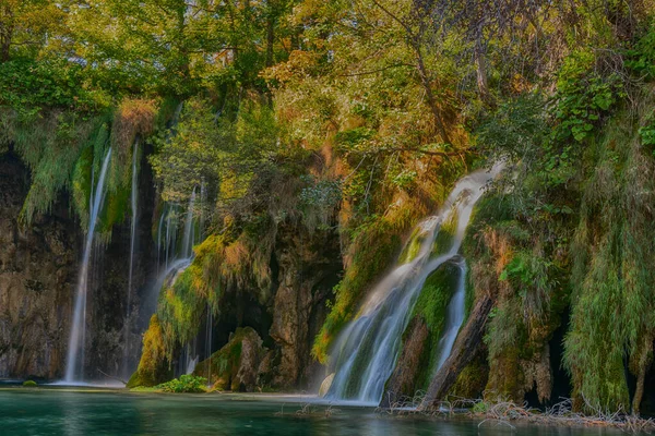 Сценарий Водопадов Национальном Парке Плитвицкие Озера Хорватия — стоковое фото