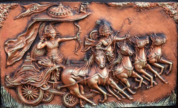 Kolkata India Dec 2020 Metallic Artwork Frame Represent Hindu Gods — стокове фото