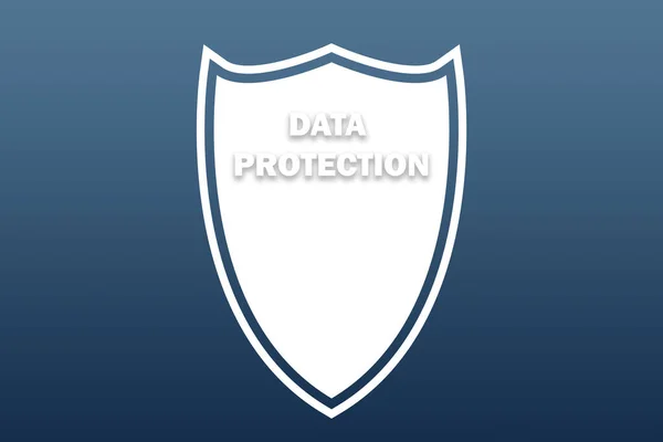 Ein Schild Mit Text Data Protect Auf Dunkelblauem Hintergrund Datenschutz — Stockfoto